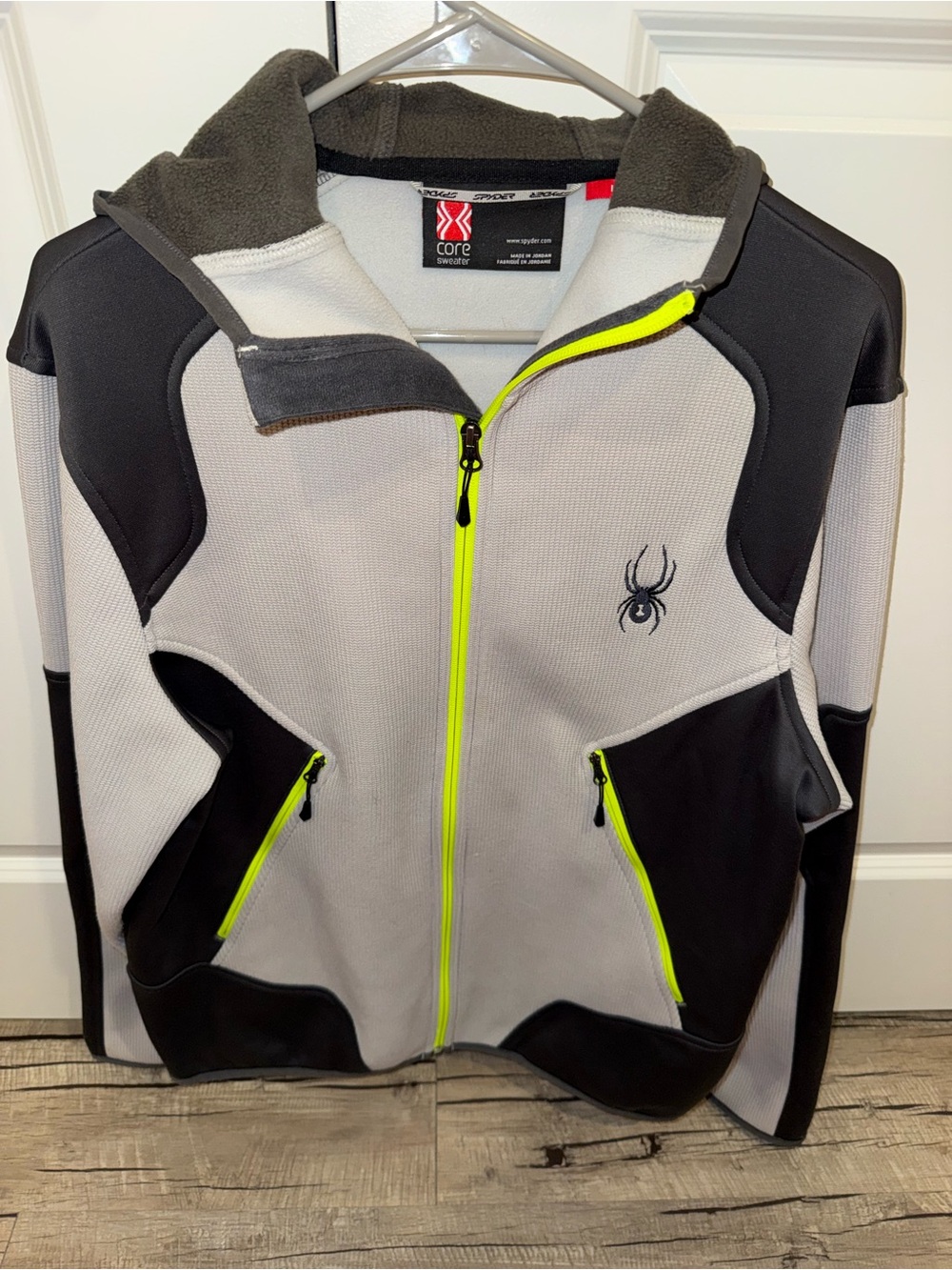 Spyder Men's Gray, Black & Neon Yellow Performance Hooded Jacket